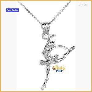 Sterling Silver Ballet Dancer Charm Pendant Necklace 18 Inch